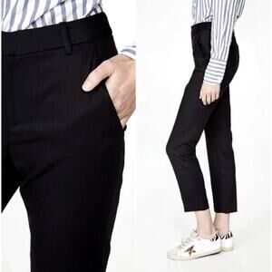 Nili Lotan 4 Colmar Virgin Wool Flat Front Dress Pants $495 Crop Black